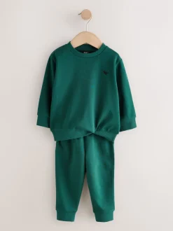 Antracietgrijs/groen - Set van 2 sweatshirts en joggingbroeken (3mnd -7jr)