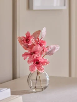Artificial Azalea In Glass Vase