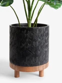 Artificial Monstera Plant In Black Bronx Planter