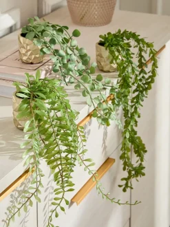 Artificial Trailing Plants In Mini Gold Hex Pots