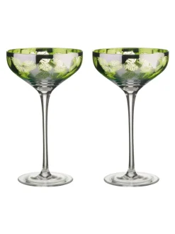 Artland set van 2 champagneschotels met tropische bladerenmotief