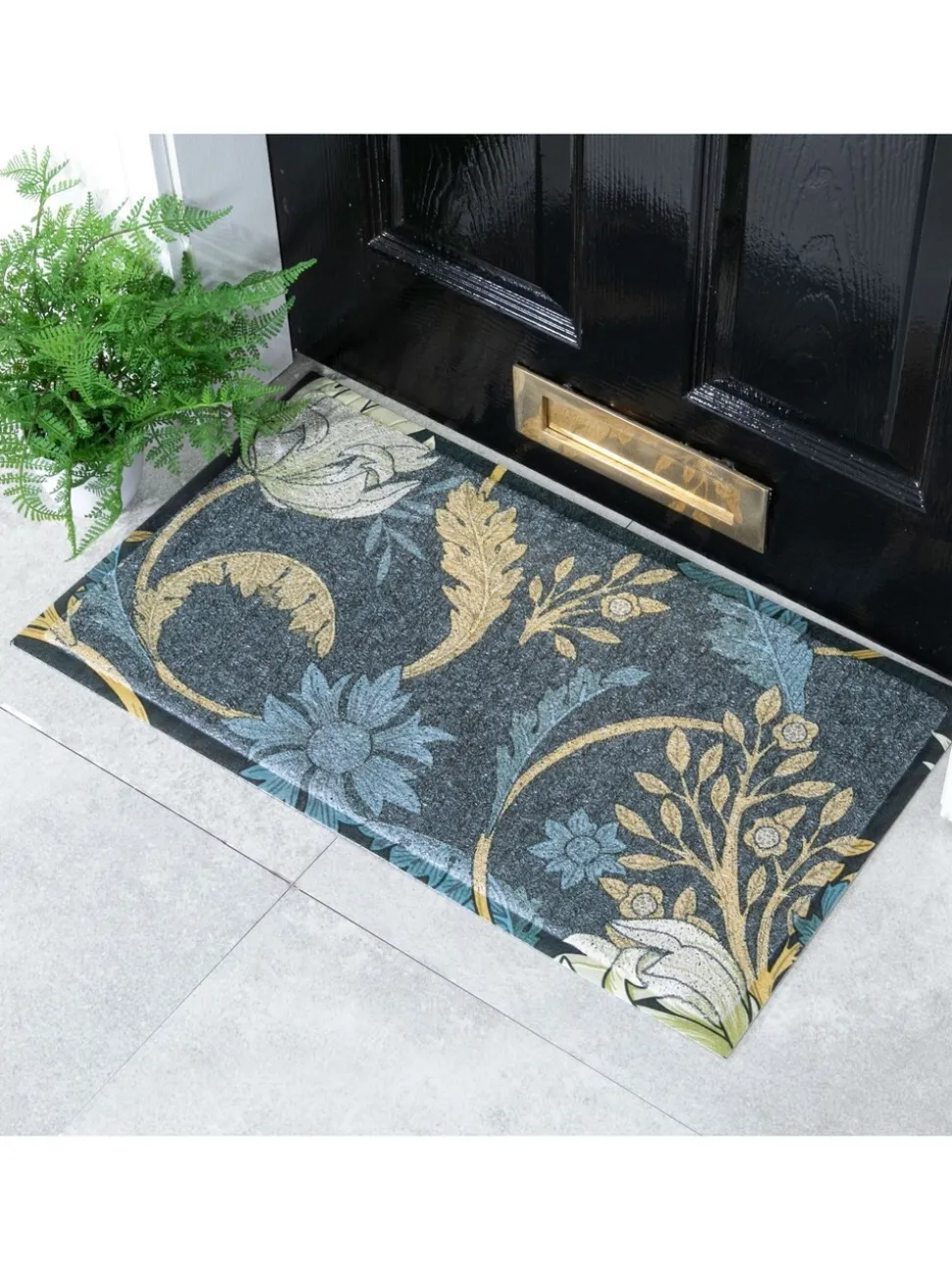 Artsy Mats blauwe deurmat met William Morris-patroon