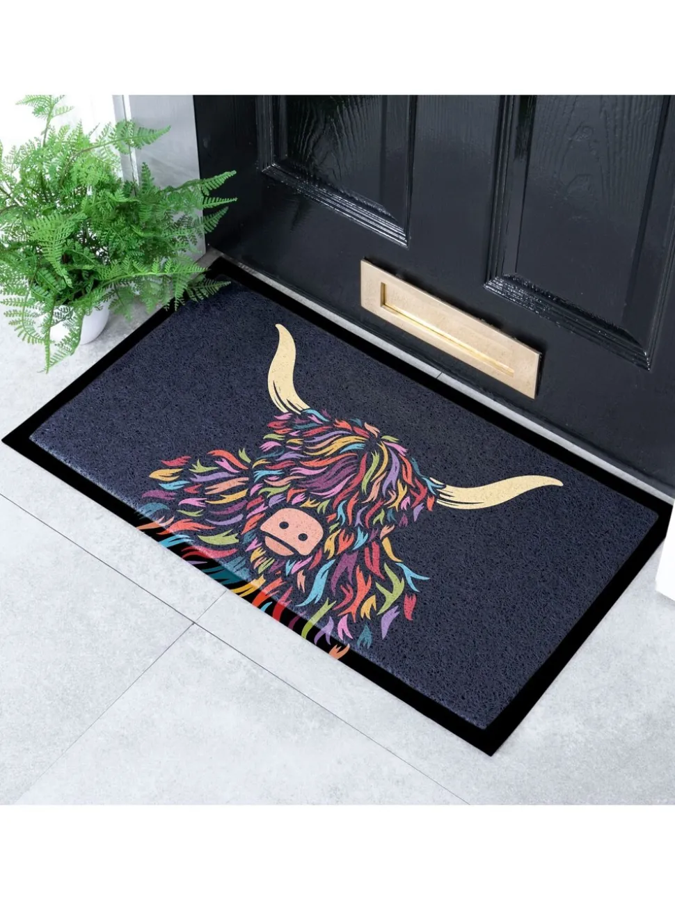 Artsy Mats Highland Cow Colour Indoor Outdoor Doormat