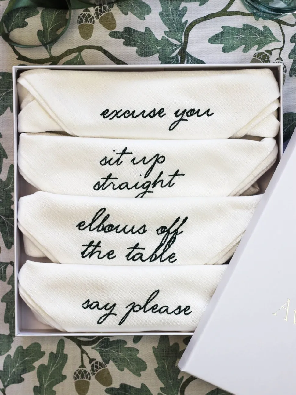 Avalon Wonen Set van 4 Manners Collectie 100% katoenen servetten in geschenkdoos