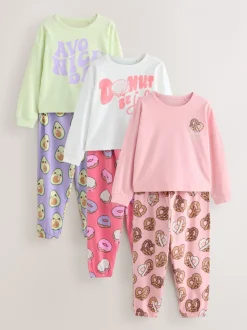 Avocado-sloganprint - Verpakking van 3 pyjama's met joggingbroek (3-16 jr)