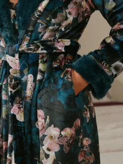 B by Ted Baker Blauwgroene knusse bloemenbadjas