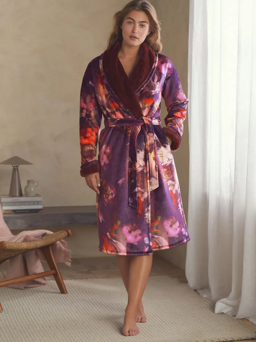 B By Ted Baker bordeauxrode comfortabele kamerjas