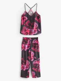 B by Ted Baker Purple Satin Floral Cami Pyjamas