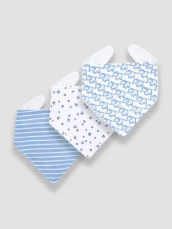 Babyblauw - JoJo Maman Bébé - 3 Katoenen babyslabbetjes