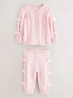 Baker by Ted Baker 2 Piece Bow Knitted Cardigan & Leggings Set