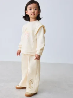 Baker by Ted Baker 2 Piece Cream Sweat & Pintuck Wide Leg Jogger Set