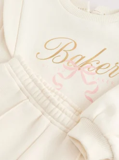 Baker by Ted Baker 2 Piece Cream Sweat & Pintuck Wide Leg Jogger Set