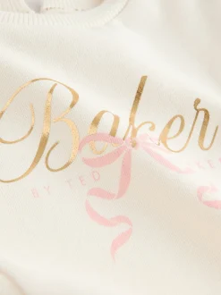 Baker by Ted Baker 2 Piece Cream Sweat & Pintuck Wide Leg Jogger Set