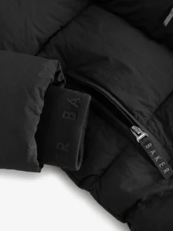 Baker by Ted Baker - Regenbestendige gewatteerde zwarte jas met dekbedomslag