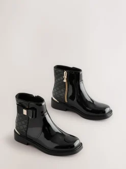 Baker by Ted Baker - Zwarte lakleren Chelsea-laarzen voor meisjes