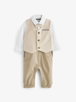 Baker By Ted Baker blauw modieus tweedelig lijkend rompertje