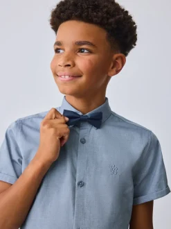 Baker by Ted Baker Blue Short Sleeve Shirt with Bow Tie