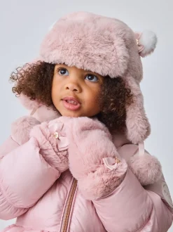 Baker by Ted Baker Bow Pink Faux Fur Trapper Hat