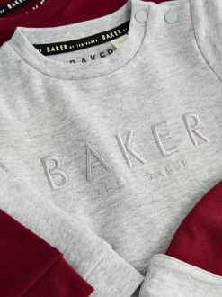 Baker by Ted Baker Burgundy Red/Grey Romper and Reversible Hat