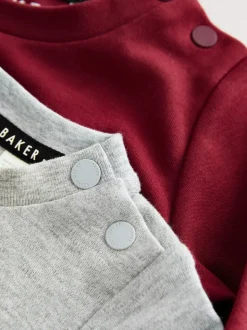 Baker by Ted Baker Burgundy Red/Grey Romper and Reversible Hat