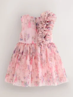 Baker by Ted Baker Crinkle Mesh 3D Ruffle Shoulder Occasion Dress