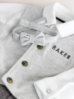 Baker by Ted Baker Grey Smart Bow Tie Rompersuit