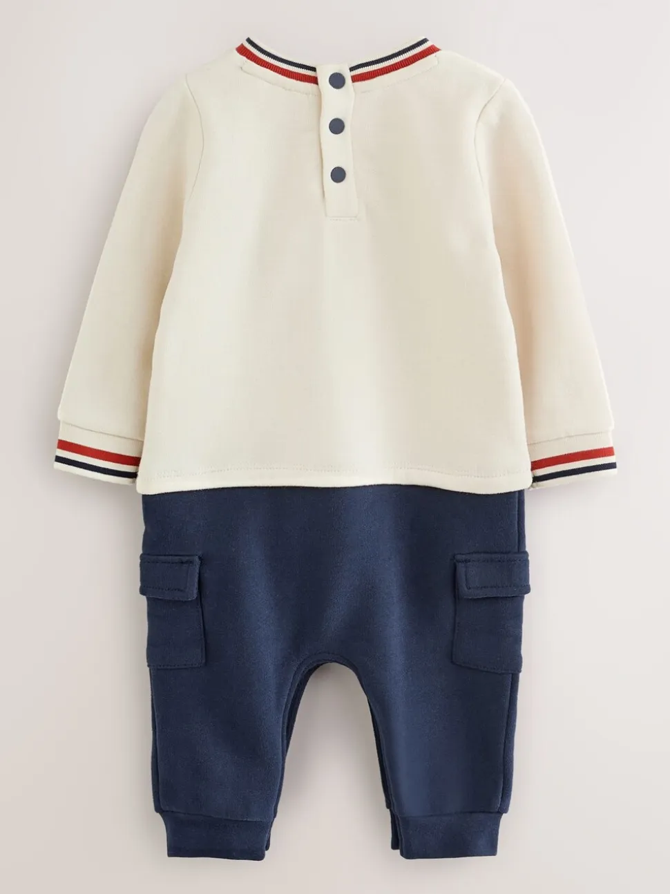 Baker by Ted Baker kiezelkleurig marineblauw en rood varsity-rompertje