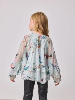 Baker by Ted Baker Mint Green All Over Printed Chiffon Blouse