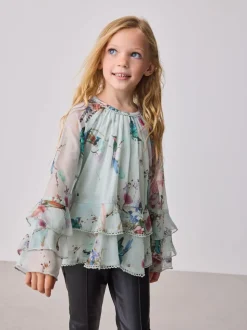 Baker by Ted Baker Mint Green All Over Printed Chiffon Blouse