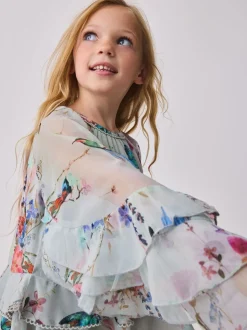 Baker by Ted Baker Mint Green All Over Printed Chiffon Blouse