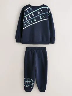 Baker by Ted Baker Oversized Navy Graphic Sweatshirt and Joggers Set