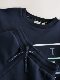 Baker by Ted Baker Oversized Navy Graphic Sweatshirt and Joggers Set