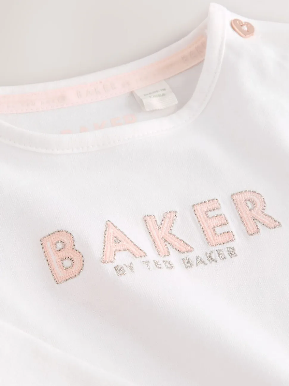 Baker by Ted Baker Pink Jacquard Bow Dungarees & T-Shirt Set