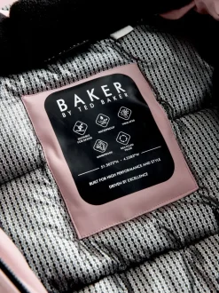 Baker by Ted Baker Pink Waterproof Belted Padded Ski Jacket