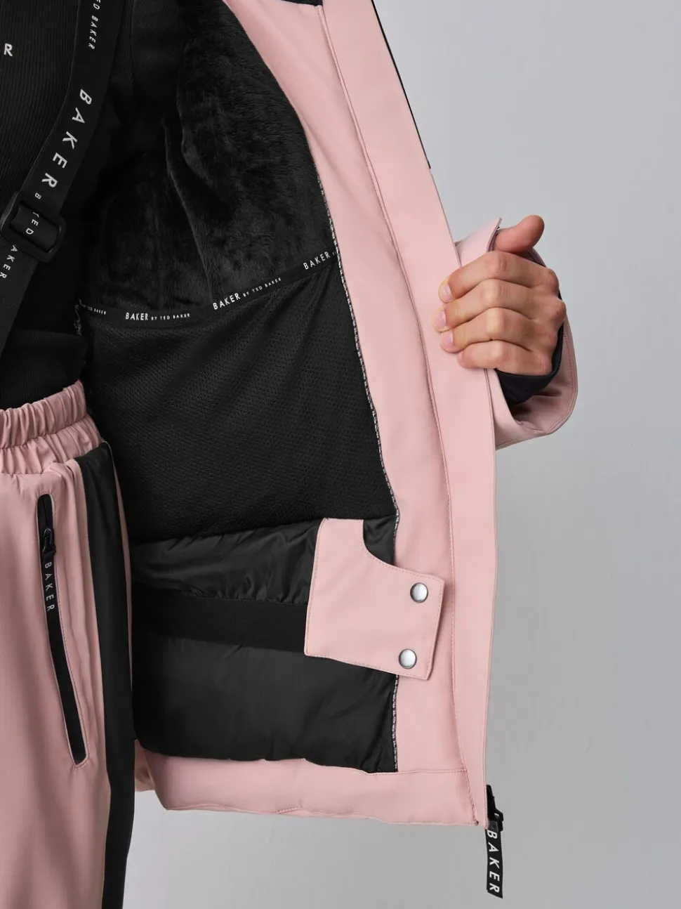 Baker by Ted Baker Pink Waterproof Belted Padded Ski Jacket