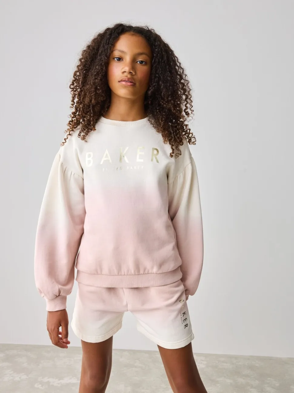 Baker by Ted Baker Pink/Lilac 2 Piece Ombre Sweatshirt & Shorts Set