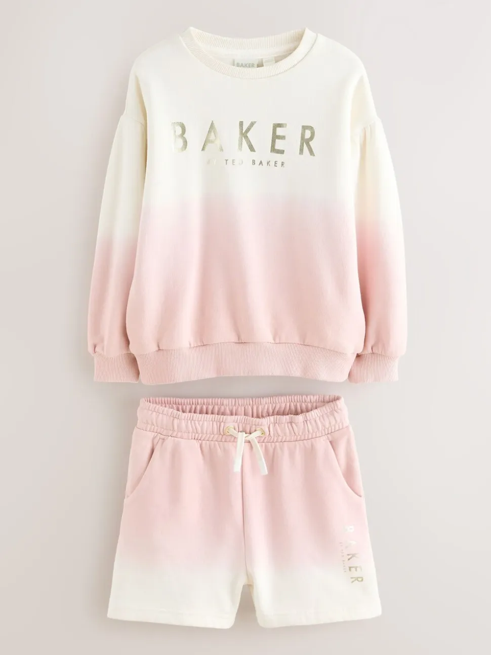Baker by Ted Baker Pink/Lilac 2 Piece Ombre Sweatshirt & Shorts Set