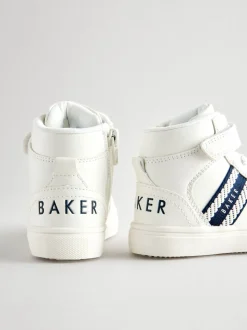 Baker by Ted Baker witte hoge jongenssneakers met geweven merkband