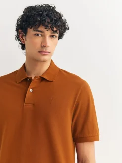 Barnsteenoranje - Normale Pasvorm - Piqué poloshirt met korte mouwen