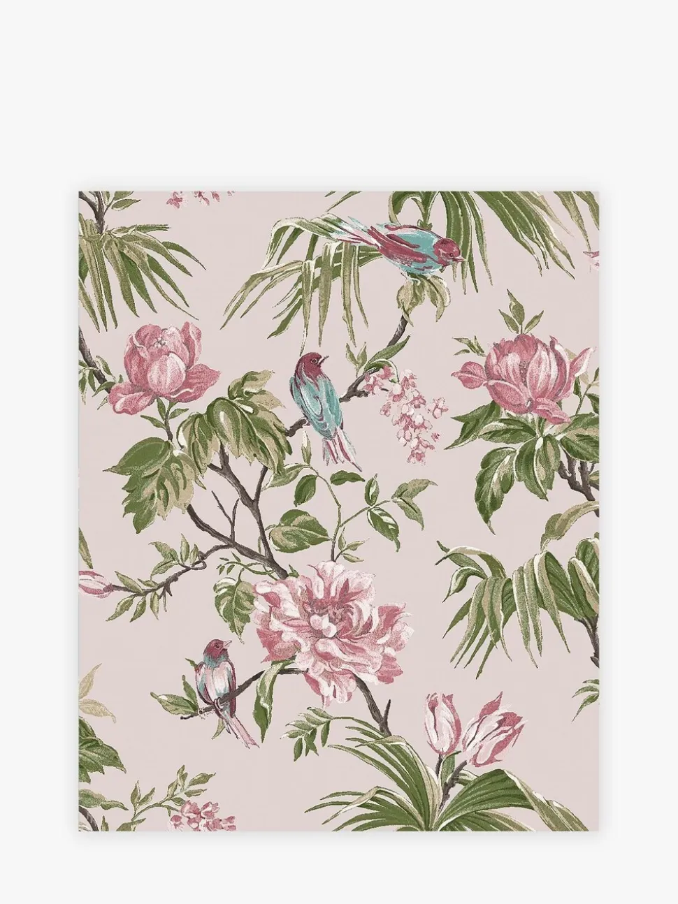Behang met vogels en bloemen