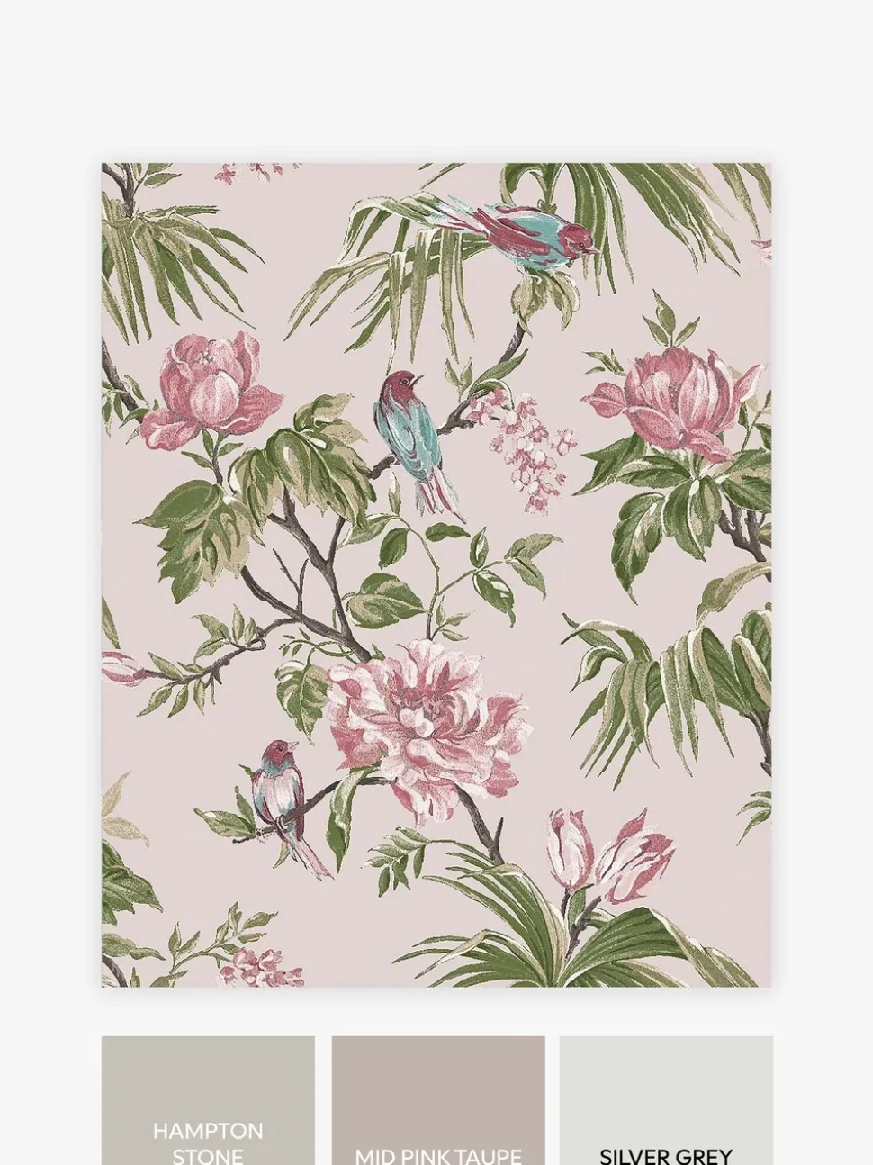 Behang met vogels en bloemen