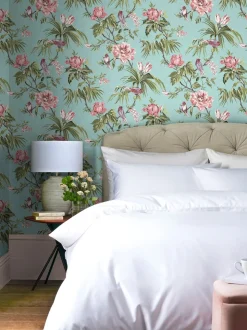 Behang met vogels en bloemen