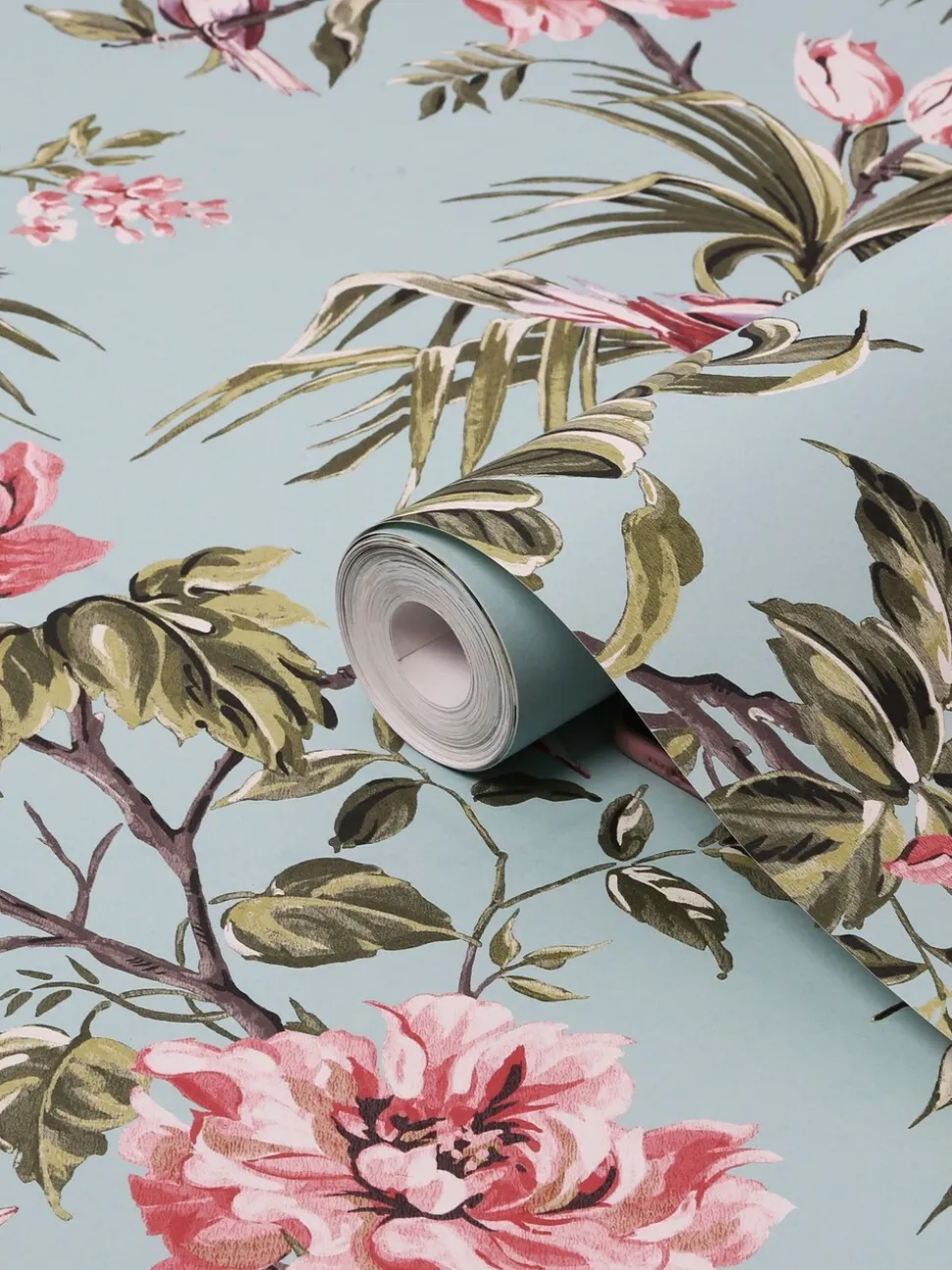 Behang met vogels en bloemen