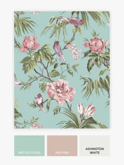 Behang met vogels en bloemen
