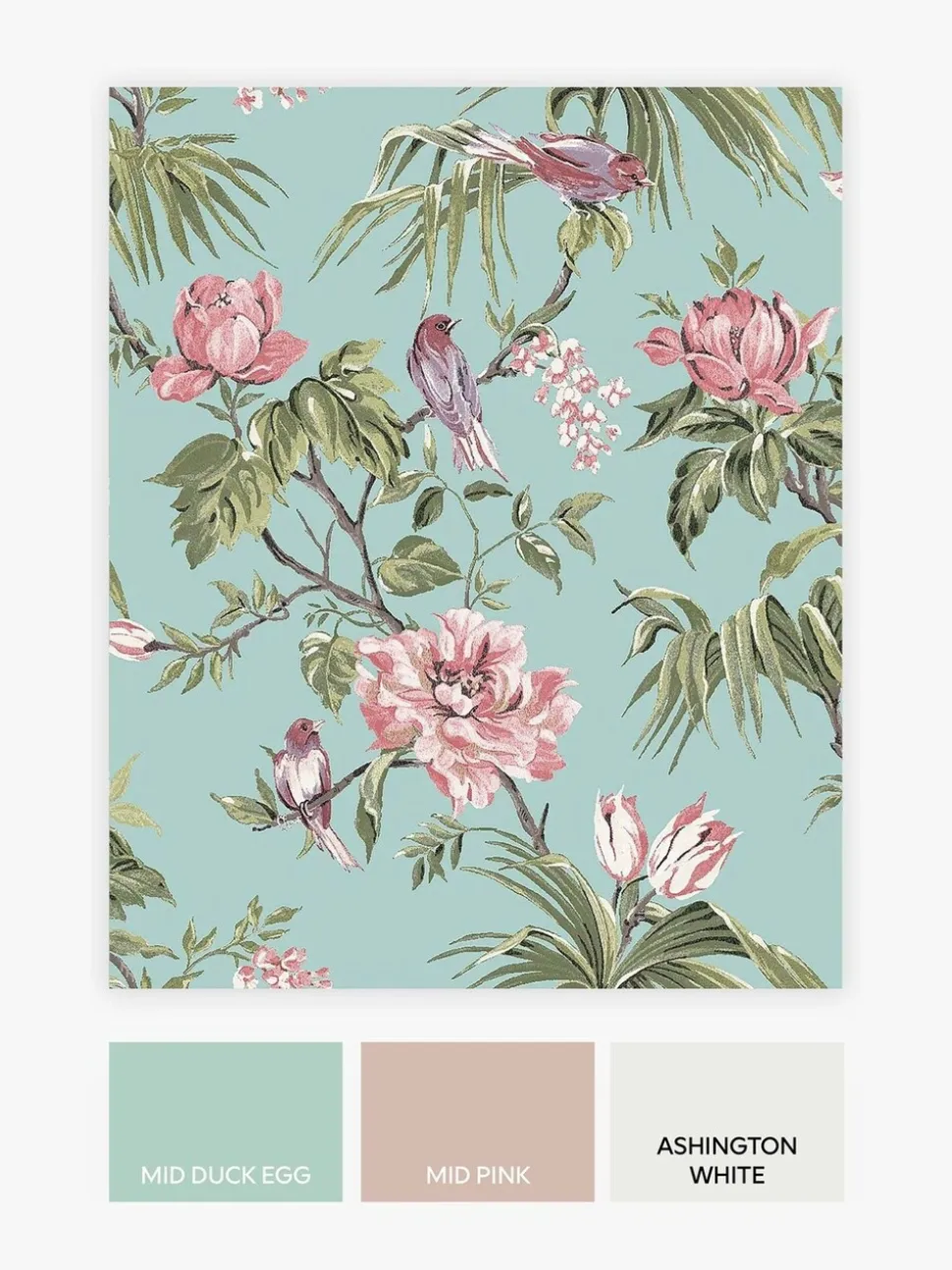 Behang met vogels en bloemen