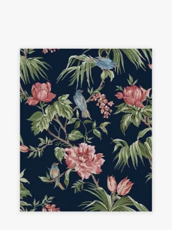 Behang met vogels en bloemen