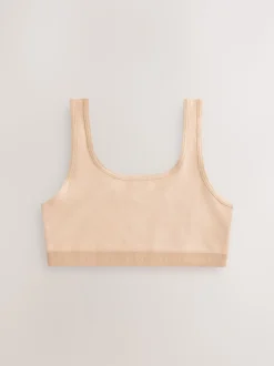 Beige - Set van 3 crop tops met diepe ronde hals (5 - 16 jr)