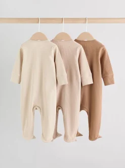Beige - Verpakking van 3 babypyjama's met tweewegrits (0-2jr)