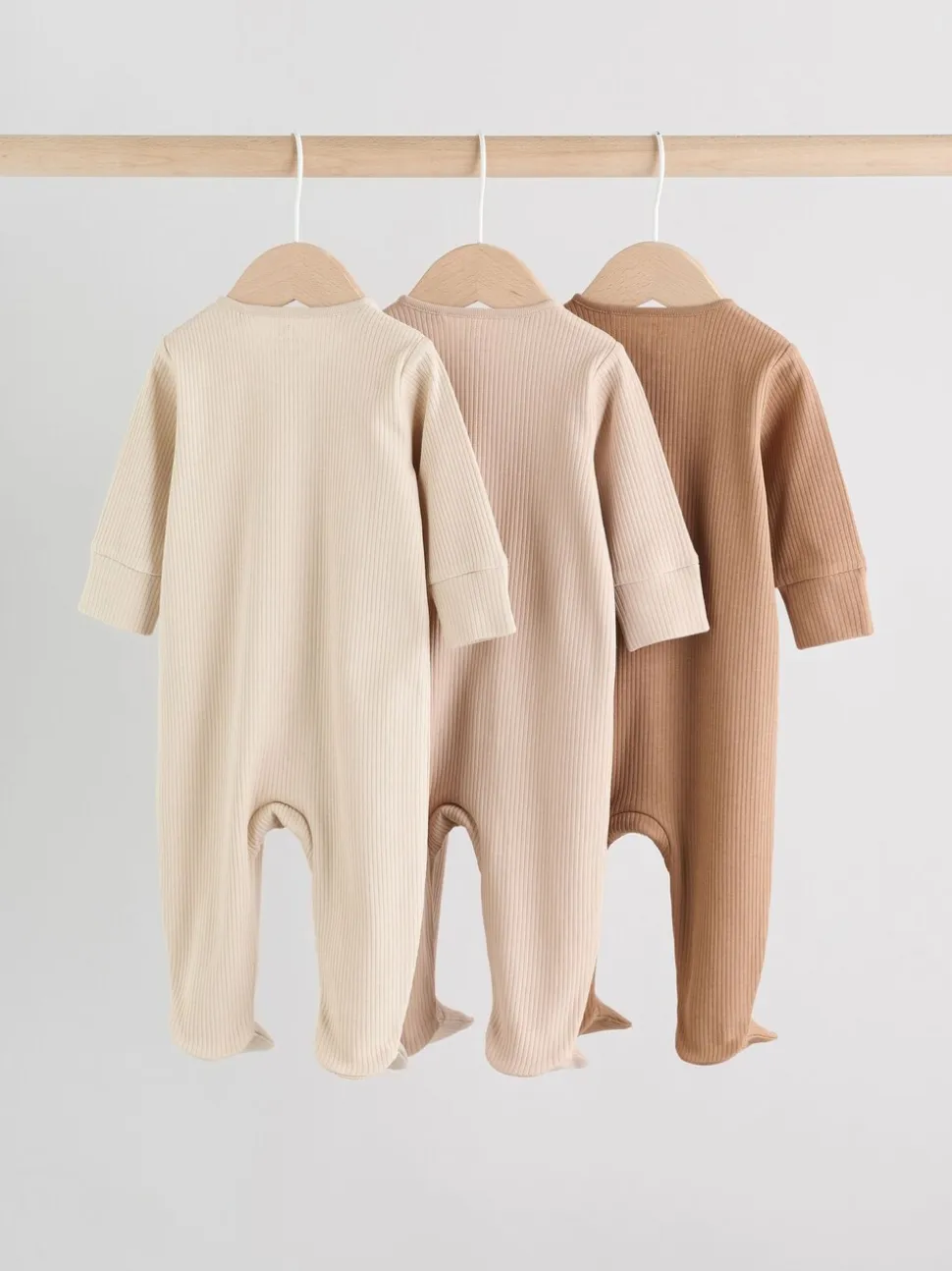Beige - Verpakking van 3 babypyjama's met tweewegrits (0-2jr)