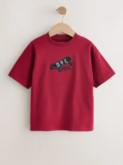 Bessen/ecru/paars - Verpakking van 3 relaxte T-shirts met grafische print en korte mouwen (3-16jr)